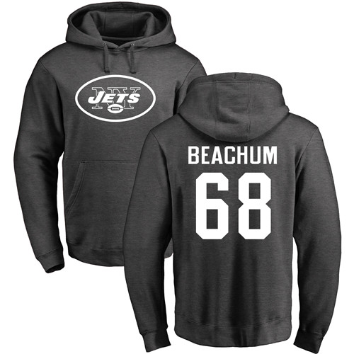 New York Jets Men Ash Kelvin Beachum One Color NFL Football 68 Pullover Hoodie Sweatshirts